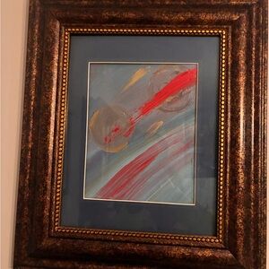 Dynamic Red and Gold Abstract Painting